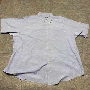 Roundtree & Yorke Men's Shirt Size 4XLT Light Blue Woven Short Sleeve Button Up